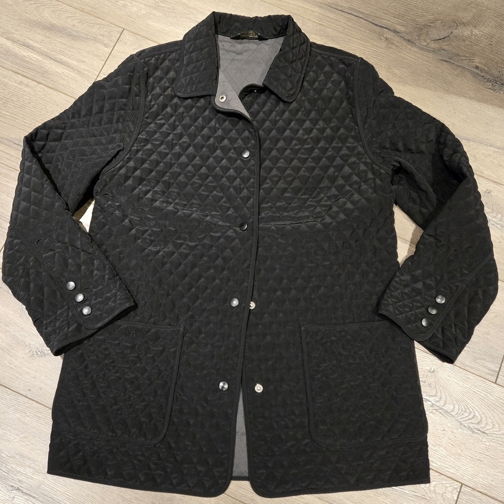 Hilary Radley Black Diamond Quilted Puffer Coat